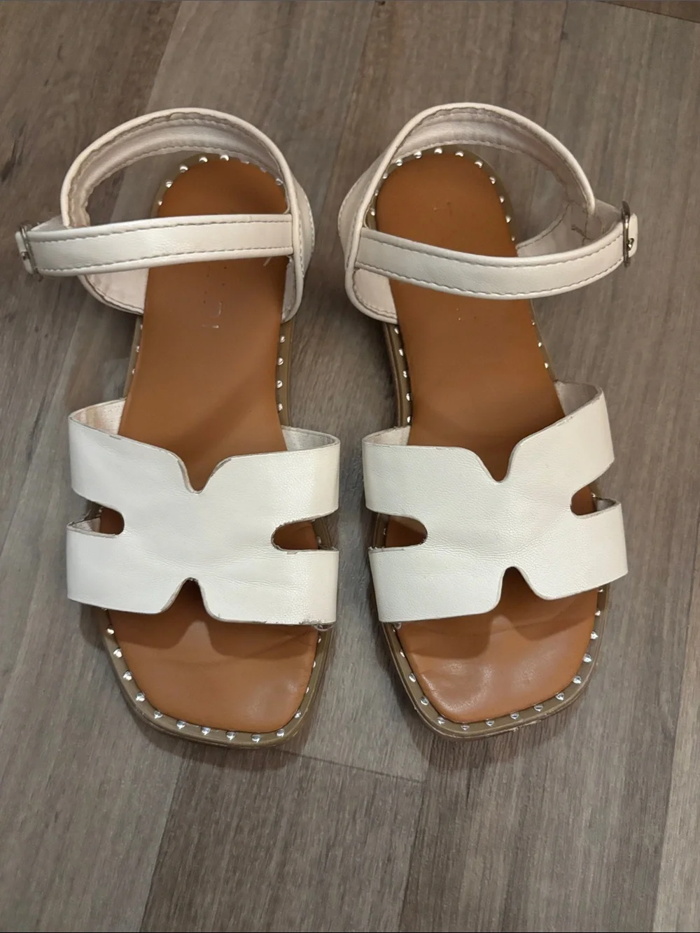 Tahari White Girls' Strappy Sandals with Studded Trim